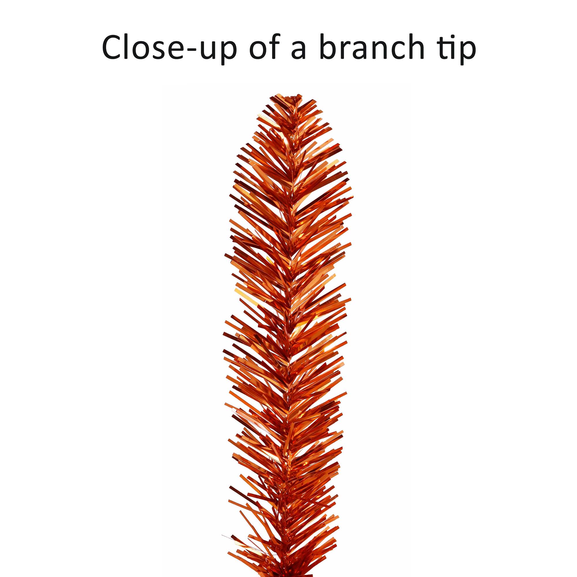 6ft. Pre-Lit Orange Tinsel Artificial Christmas Tree, Clear Lights